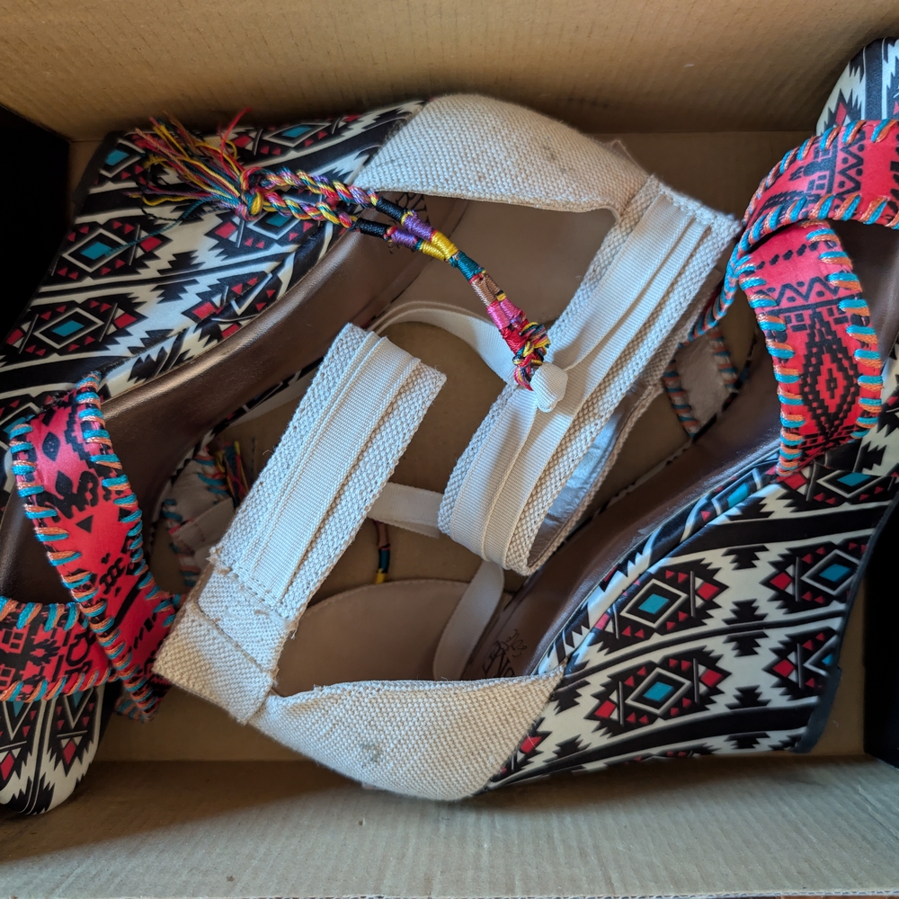 Colorful Patterned Wedge Sandals